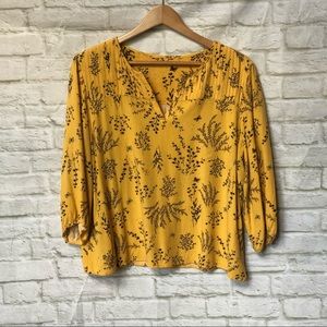 Yellow dainty floral 3/4 sleeve peasant top - Reitmans - size XL/XXL